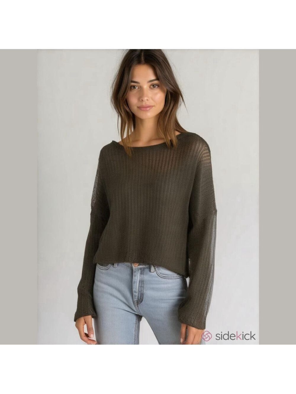 Zara Black Crochet Long Sleeve Sweater Top Large